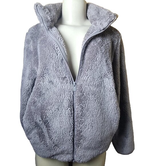 Uniqlo Full Zip Gray Deep Pile Sherpa Fleece Jacket Women’s S - Picture 3 of 7